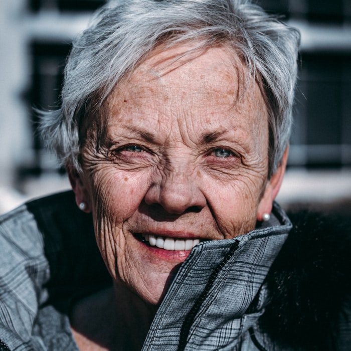 Margaret, a smiling home-care client